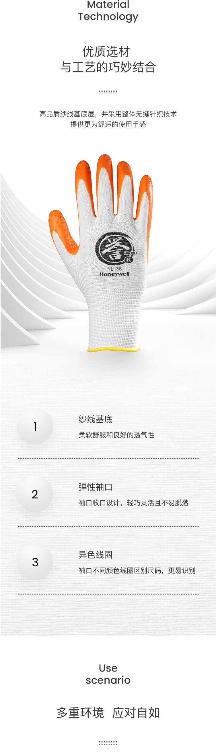 霍尼韋爾 YU138 經(jīng)濟(jì)款乳膠涂層工作手套